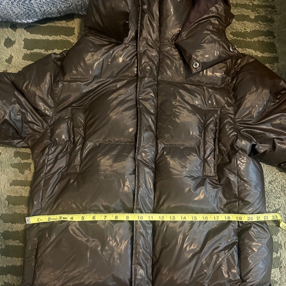Glossy brown Rains puffer coat - Picture 2 of 9